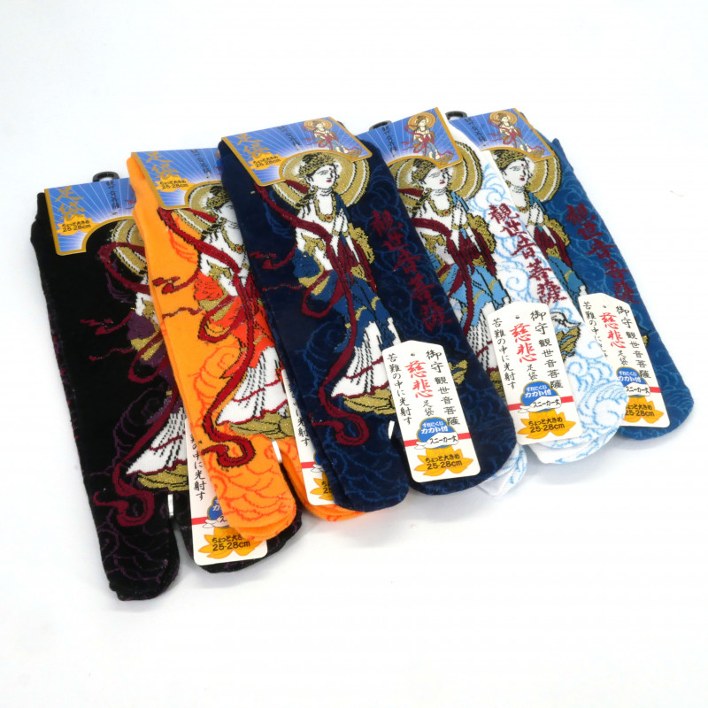 Japanese tabi socks in cotton with Sun Goddess pattern, AMATERASU, color of your choice, 25 - 28cm