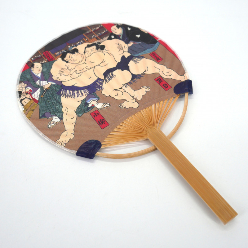 Kleiner nicht faltbarer japanischer Fan Uchiwa, SUMOTORI, sumo