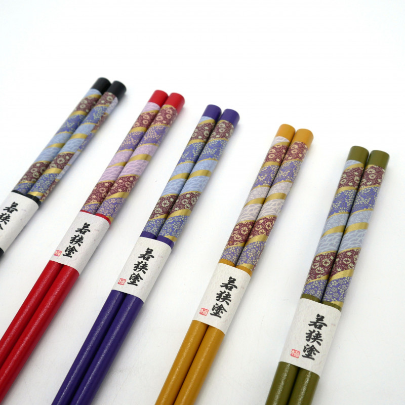 Coppia di bacchette giapponesi con motivo floreale, HANA, colore a scelta, 23 cm