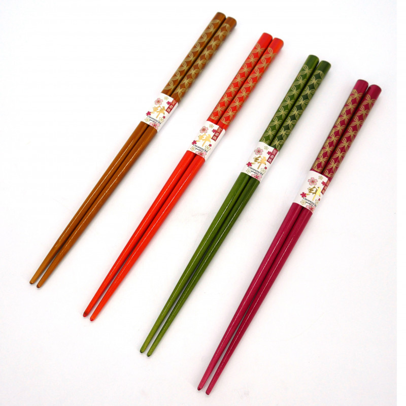 Pair of Japanese chopsticks with shippo pattern, SHIPPO, color of your choice, 23 cm