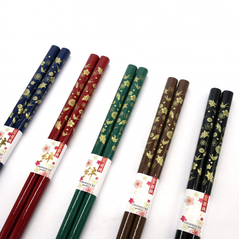 Pair of Japanese chopsticks Crane and turtle pattern, KAME, color of your choice, 23 cm