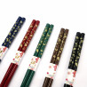 Par de palillos japoneses Patrón de grulla y tortuga, KAME, color a elegir, 23 cm