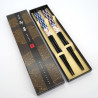 Set of 2 pairs of Japanese chopsticks with red and black tile pattern, YABANE, 23cm