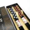 Set of 2 pairs of red and black Japanese chopsticks, MOYO, 23cm