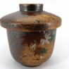 tasse avec couvercle chawanmushi en céramique feuilles d'automne, MOMIJI, marron