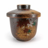 tasse avec couvercle chawanmushi en céramique feuilles d'automne, MOMIJI, marron