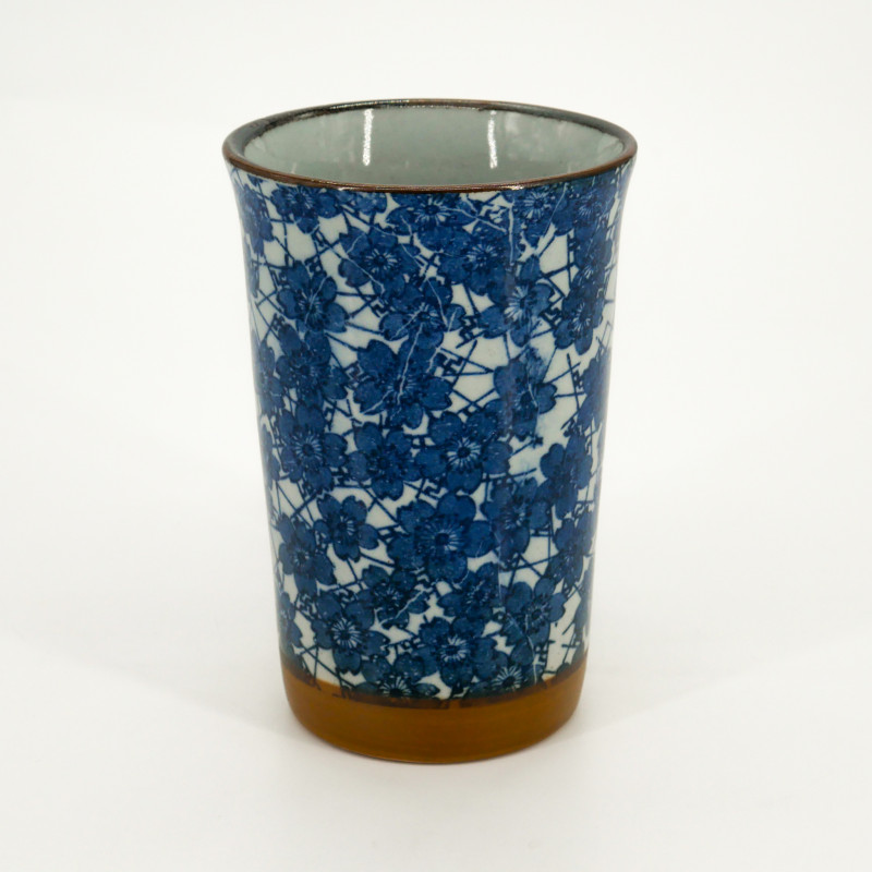 Large Japanese ceramic tea mug - Sakura Blue