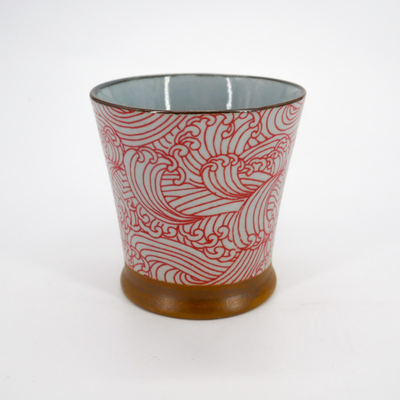 Taza japonesa de cerámica con asa, Aranami Red