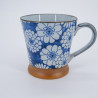 Japanischer Keramikbecher mit Henkel, Hanazome Blue
