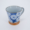 Japanese ceramic mug with handle, Hanazome Blue