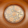 Coaster in round wood with traditional marquetry detail from Hakone
