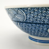 Japanische Keramik-Reisschale, weiß-blaues traditionelles Muster, BAKUZEN