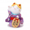 chat porte-bonheur japonais Manekineko kimono en céramique 7416
