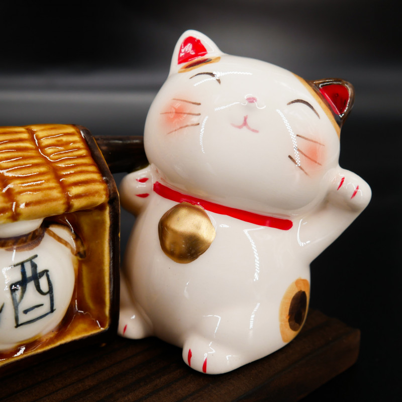 Celebrazione del sake del duo di piccoli gatti giapponesi, SAKE NEKO