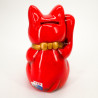 La zampa destra del gatto rosso gigante ha sollevato il salvadanaio giapponese manekineko, NEKO AKA