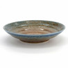 Plato redondo japonés de cerámica, marrón y azul, CHAIRO AOI