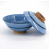 Tazón azul de cerámica japonés con tapa, RICHA, circulo