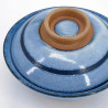 Tazón azul de cerámica japonés con tapa, RICHA, circulo