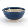 Japanische Suribachi-Schale aus Keramik mit Ausgießer - blau
