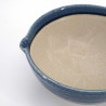 Ciotola suribachi in ceramica giapponese con beccuccio - blu