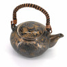 Théière japonaise en céramique marron avec anse effet bronze