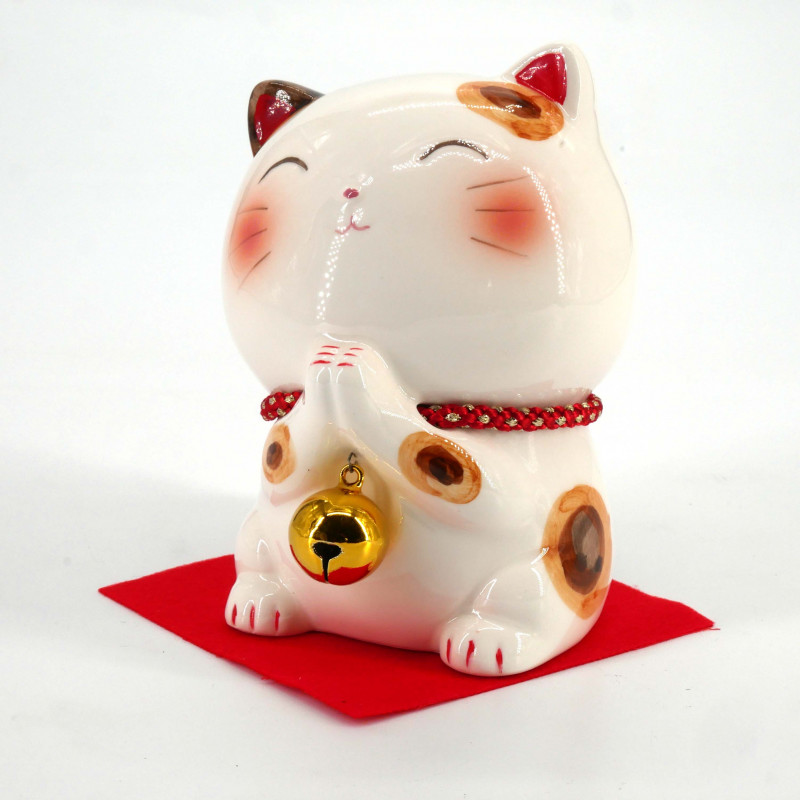 Cat with lucky bell Japanese manekineko piggy bank, NEKO SORI NO KANE