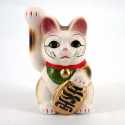 Chat blanc patte droite levée manekineko tirelire japonaise