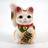 Gatto bianco zampa destra sollevata manekineko Salvadanaio giapponese, CHOKIN BAKO, 13 cm