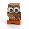 owl toothpick box with traditional marquetry detail from Hakone