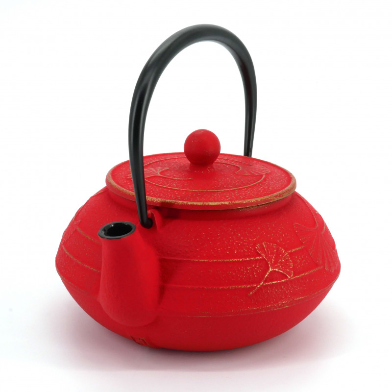 Japanese golden red cast iron teapot IWACHU, Gingko, 0.55lt