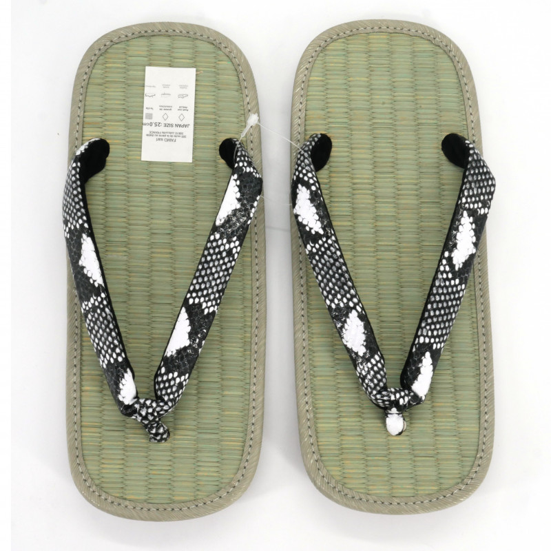paire de sandales japonaises zori, motif serpent, HEBI