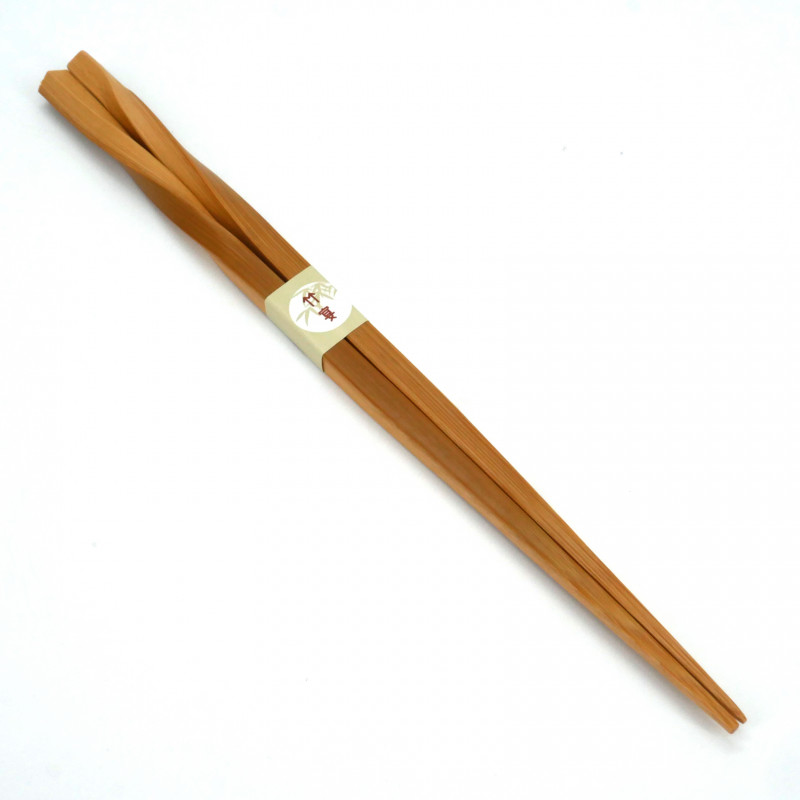 Pair of twisted Japanese bamboo chopsticks, NEJIRETA, 22.5 cm