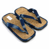 Paire de sandales japonaises zori en jonc de mer, INDIGO