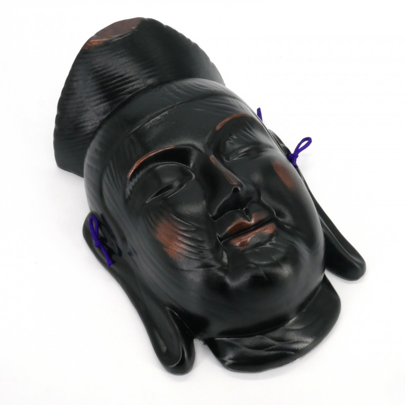 Máscara japonesa de cerámica negra, MIROKU BOSATSU