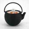 Small round Japanese prestige cast iron teapot, CHÛSHIN KÔBÔ MARUTAMA, MOMIJI, 0.4 L