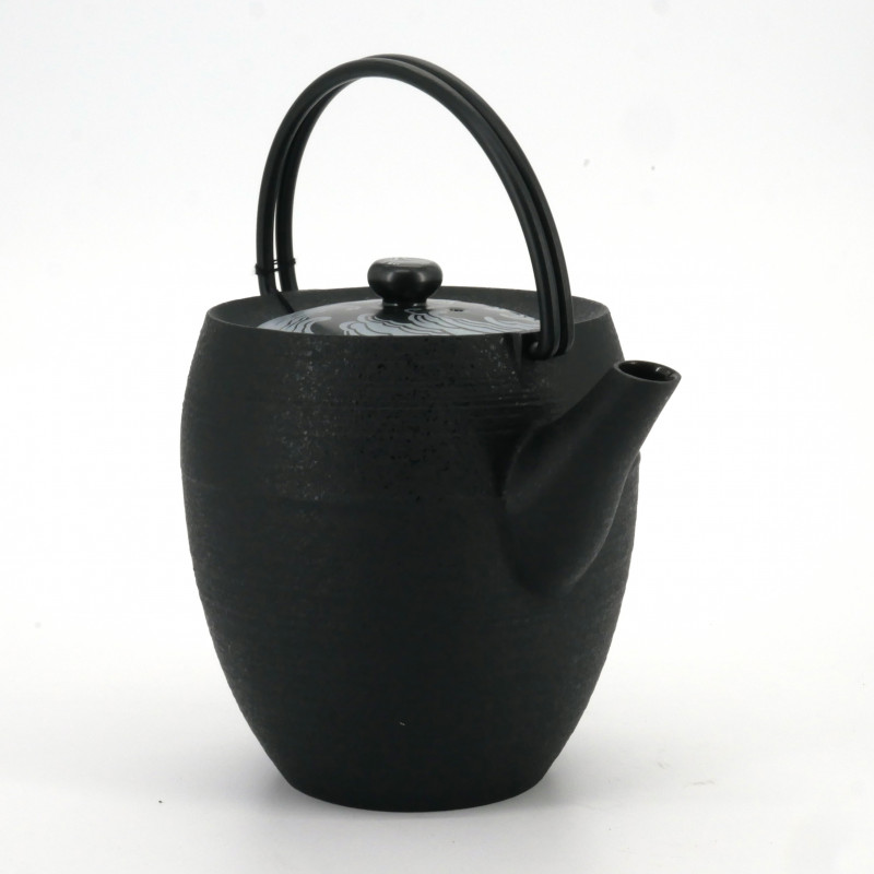 Japanese prestige round cast iron teapot, CHÛSHIN KÔBÔ MARUTSUTU, NAMI, 1.1 L