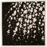 Furoshiki en coton japonais noir branches de cerisiers, SAKURA, 50 x 50 cm