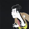 Rayon furoshiki giapponese, SHARAKU, nero, 68 x 68 cm
