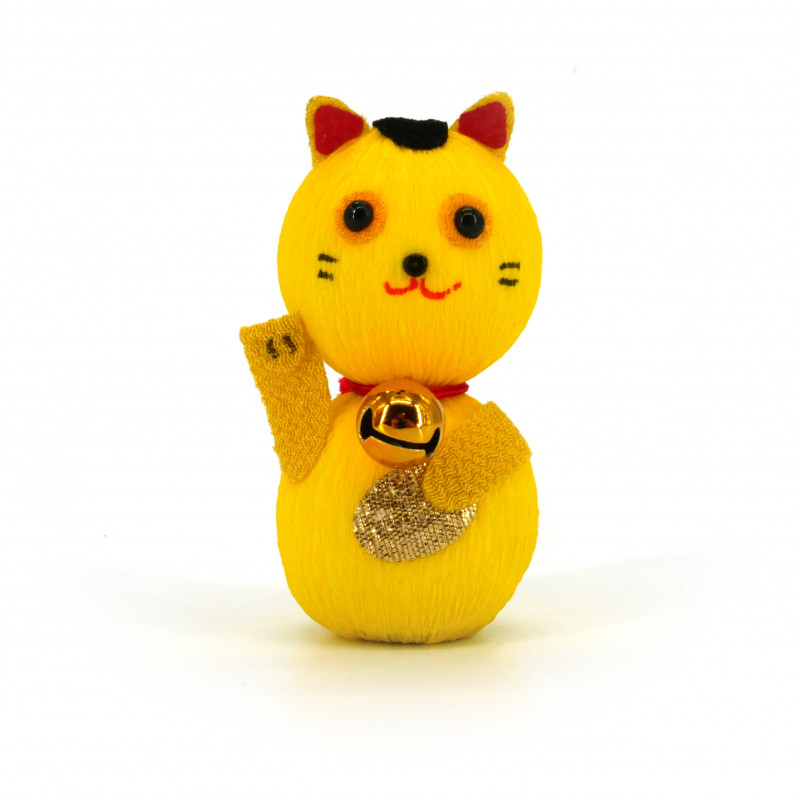 poupée japonaise okiagari, MANEKINEKO, chat jaune