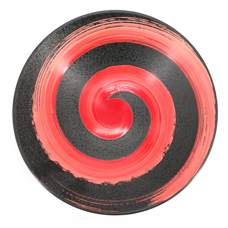 japanese round black red brush bowl SHU ARASHI KUROMIKAGE