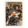 Estampe japonaise, Kuniyoshi Rori Hakucho Chojun de la serie 108 Heroes of the Suikoden 