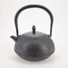 Black enameled Japanese cast iron teapot, ROJI ARARE, 0.4lt