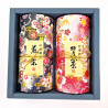 Dúo de botes de té japonés rosa y negro cubiertos con papel washi, PINKU NOWARU, 200 g