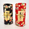 Dúo de botes de té japonés rojo y negro cubiertos con papel washi, HANAYOSE, 200 g