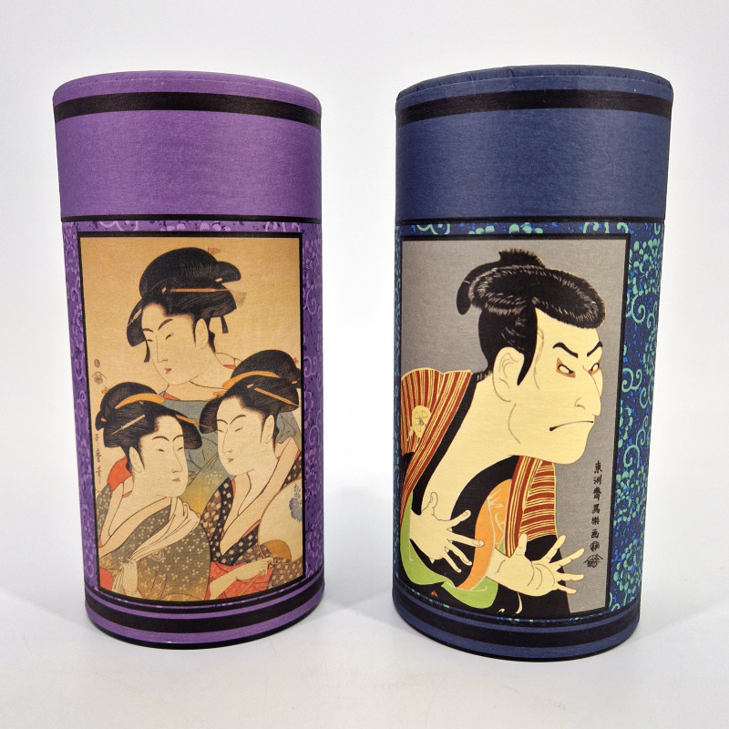 Duo de boîtes à thé japonaises recouvertes de papier washi, UKIYO-E , 200 g