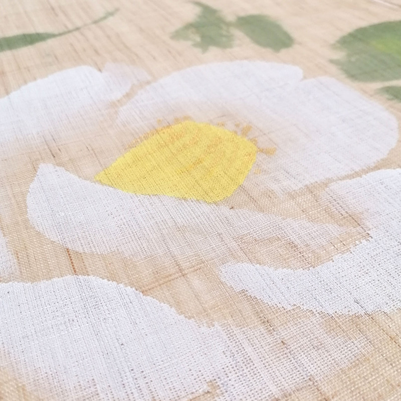 Rideau beige noren japonais en lin, CAMELLIA