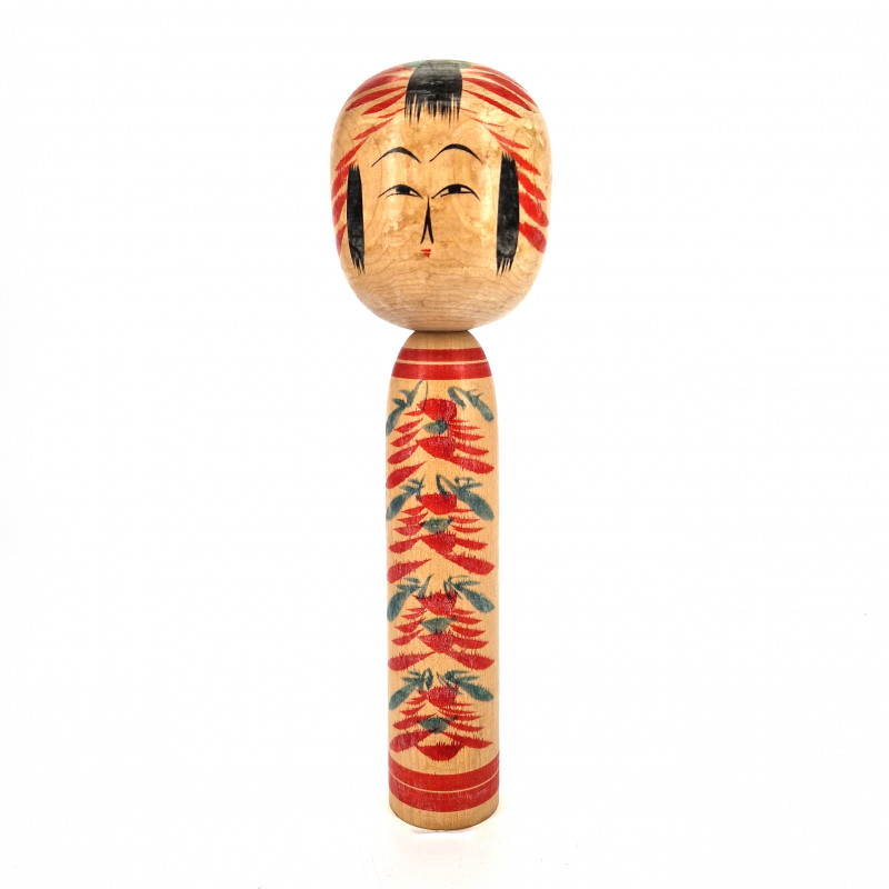 Grande bambola giapponese in legno, KOKESHI VINTAGE, 24cm