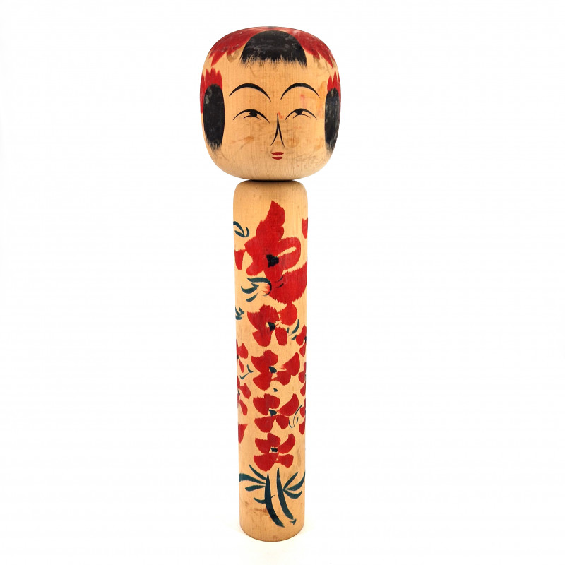 Bambola giapponese in legno, KOKESHI VINTAGE, 32 cm