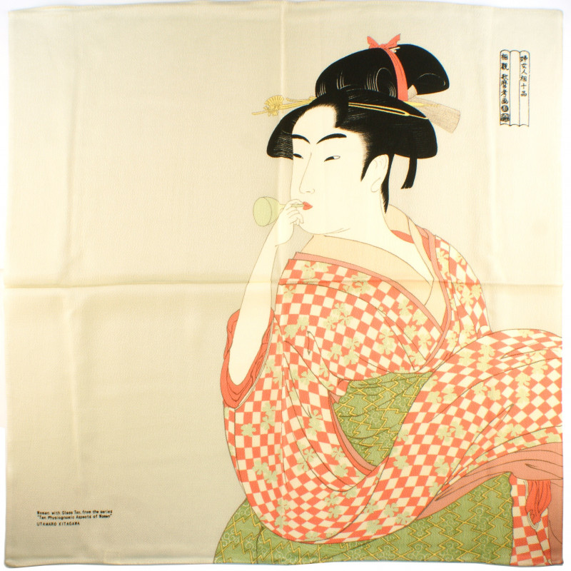 furoshiki japonais beige  geisha - Vidro