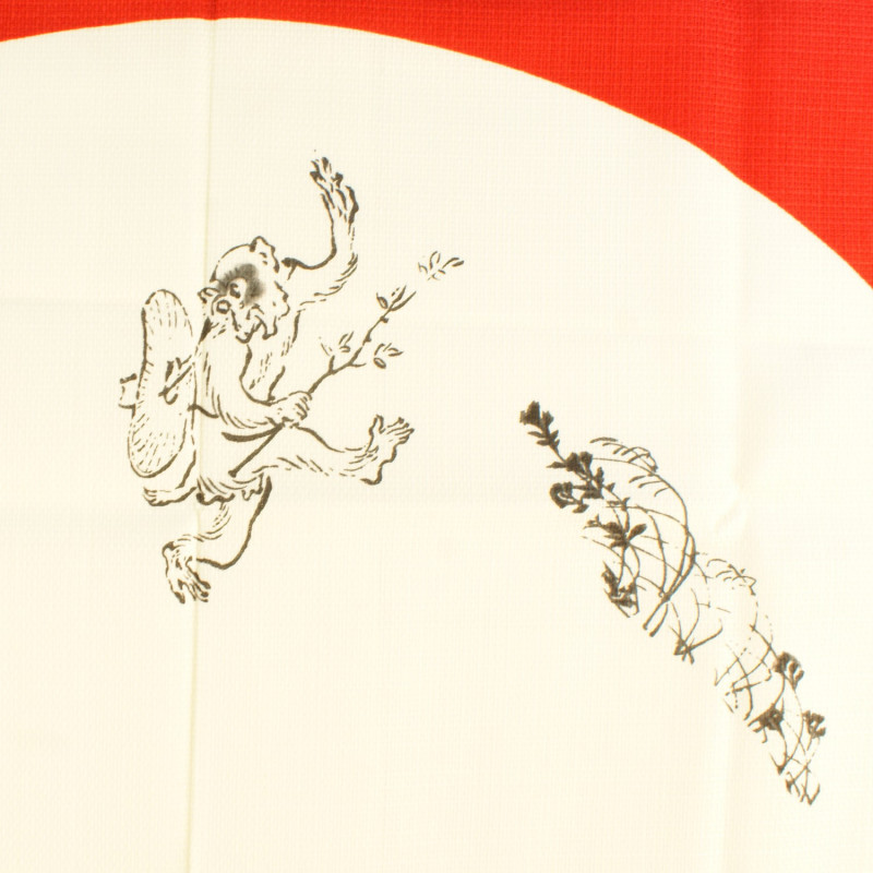 furoshiki rouge en coton japonais Chōjū-jinbutsu-giga